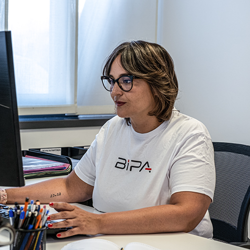 Martina Pastore at work in the office