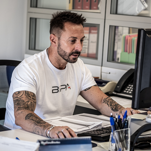 Francesco Pastore at work in the office